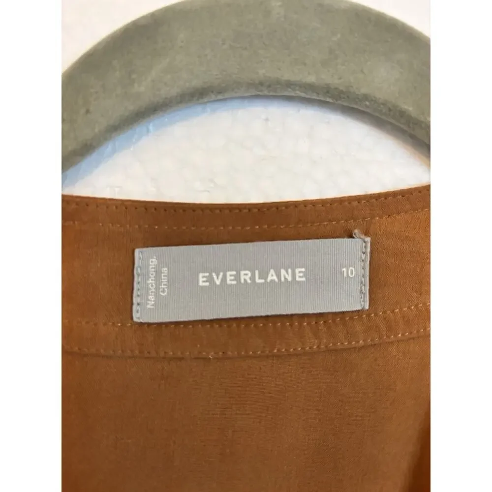 Everlane washable 100% Silk wrap top blouse Tobacco SZ 10 ballet core feminine - Picture 5 of 7